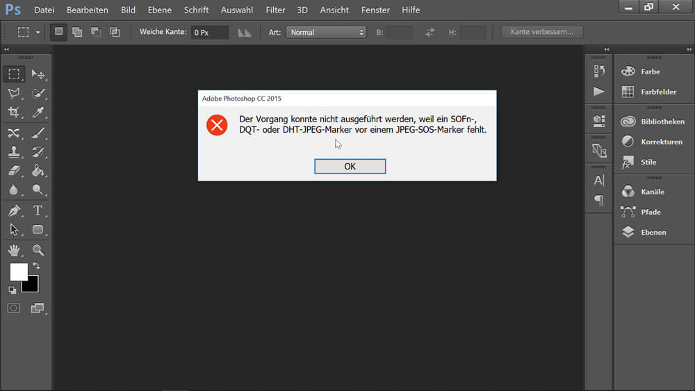 Photoshop Jpeg Marker Fehlermeldung Und Losung
